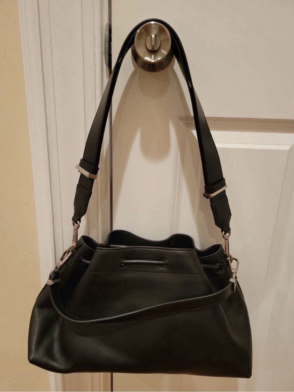 Jimmy Choo Black Cinch Drawstring Shoulder Bag - Picture 4 of 6